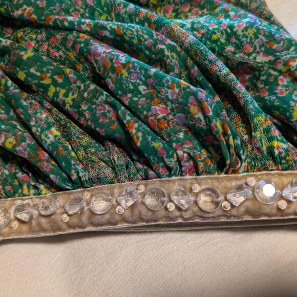 Anthropologie Lauren Moffatt Boho Midi Green Spring Summer Floral Skirt Size 4 - Picture 11 of 14